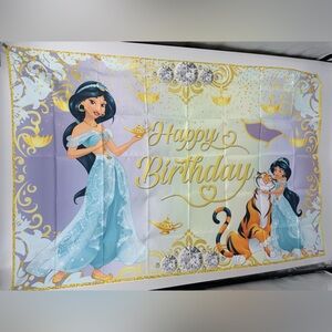 Princess Jasmine Happy Birthday Backdrop Banner 5x3Ft